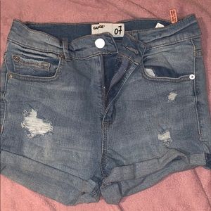 Garage brand distressed high rise shorts